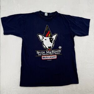 VTG 1987 SPUDS MACKENZIE Party Animal Bud Light Shirt Sz Lg USA Made Artex